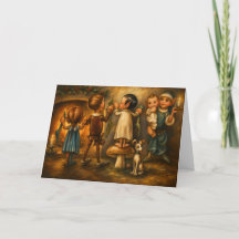 Dibujo al óleo caprichoso de duendes de Navidad vi