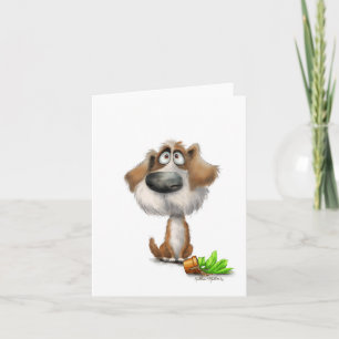 Tarjeta Dibujo animado adorable de perro desgreñado culpab