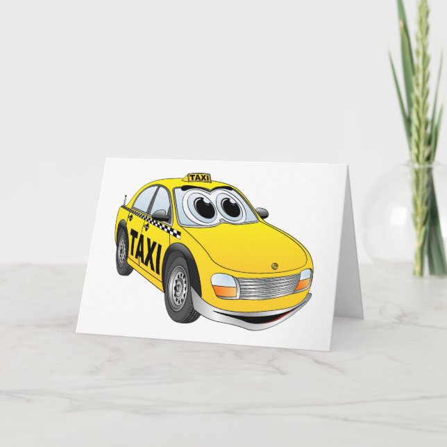 Tarjeta Dibujo animado amarillo del taxi (Anverso)