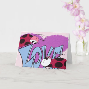 Tarjeta Dibujo animado de amor de mariquita adorable