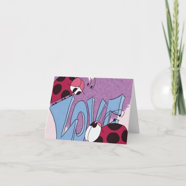 Tarjeta Dibujo animado de amor de mariquita adorable (Anverso)
