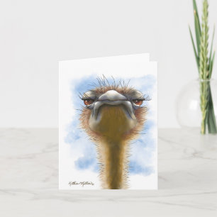 Tarjeta Dibujo animado de avestruz indignada