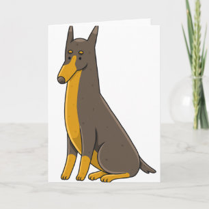 Tarjeta Dibujo animado de Doberman Pinscher sentado