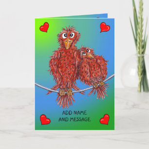Tarjeta Dibujo animado de dos pájaros