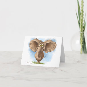 Tarjeta Dibujo animado de elefante lindo