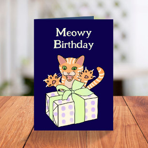 Tarjeta Dibujo animado de gato divertido de cumpleaños per