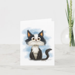 Tarjeta Dibujo animado de gato esmoquin lindo