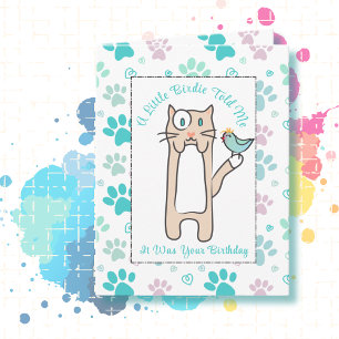 Tarjeta Dibujo Animado de Gato Sassy Dicho Divertido Cumpl