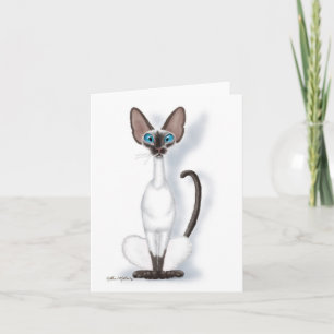 Tarjeta Dibujo animado de gato siamés alto y extravagante
