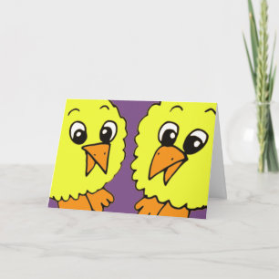 Tarjeta Dibujo animado de los polluelos de Pascua