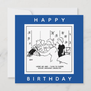 Tarjeta Dibujo animado de objetos incómodos encolando pape