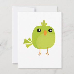 Tarjeta Dibujo animado de pájaro verde lindo