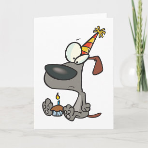 Tarjeta Dibujo animado de perro triste de cumpleaños con m
