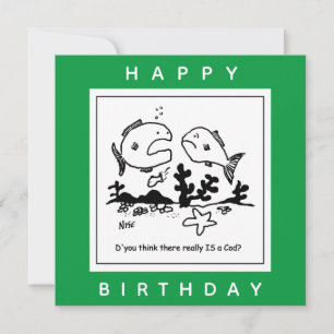 Tarjeta Dibujo animado de un pez que cuestiona si hay un D