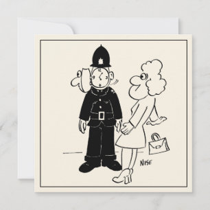 Tarjeta Dibujo animado de un policía que tiene una cara de