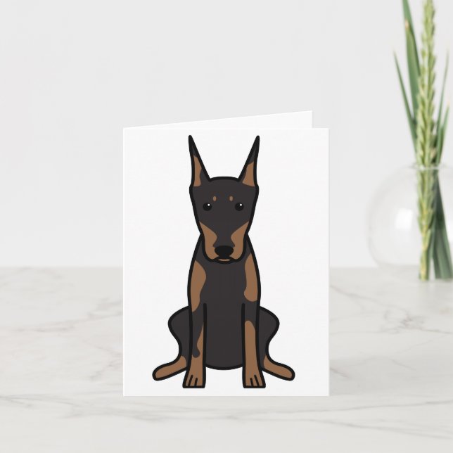 Tarjeta Dibujo animado del perro del Pinscher del Doberman (Anverso)