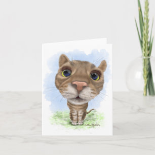Tarjeta Dibujo animado divertido de gato atigrado