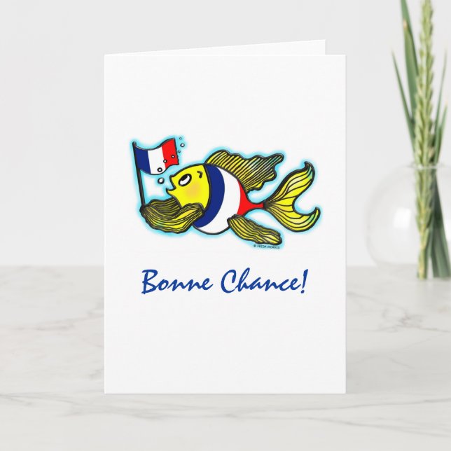 Tarjeta Dibujo animado divertido de los pescados franceses (Anverso)