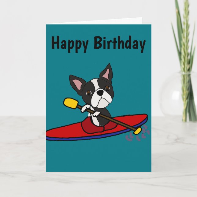 Tarjeta Dibujo animado Kayaking del perro divertido de (Anverso)