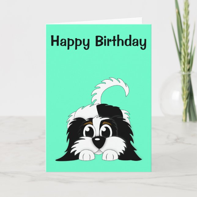 Tarjeta Dibujo animado lindo Cavachon (Anverso)