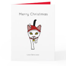 Dibujo animado lindo de Navidad Santa Gato