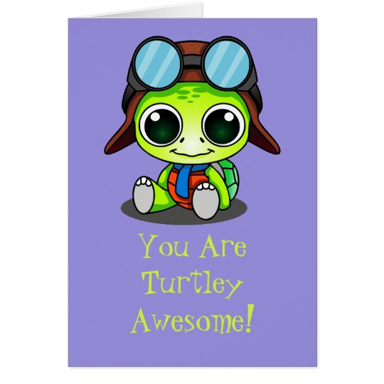 Tarjeta Dibujo animado lindo Turtley de Chibi