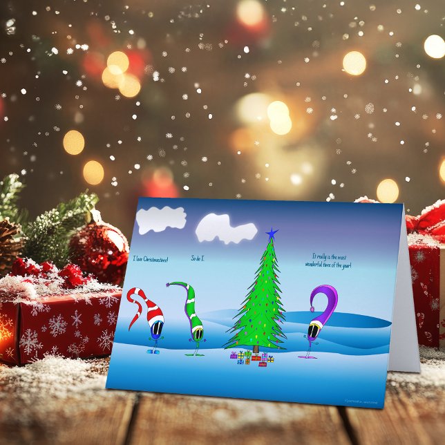 Tarjeta Dibujo Animado Navideño Colorido (Take a look at this most excellent cartoon Christmas card!)