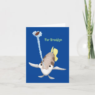 Tarjeta Dibujo animado personalizado de cumpleaños de pez 