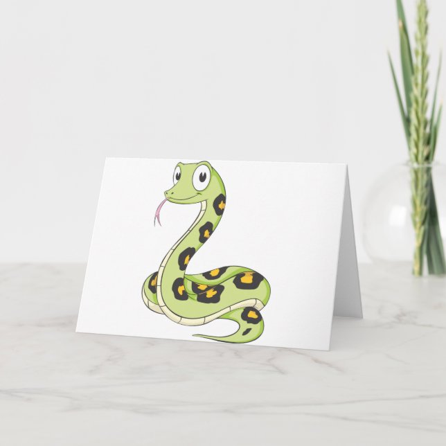 Tarjeta Dibujo animado verde lindo de la serpiente del (Anverso)