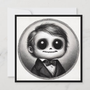 Tarjeta Dibujo Antiguo de Monstruo Lindo de Terror Espeluz