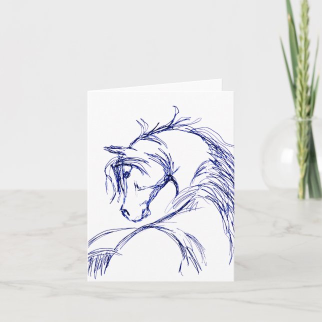 Tarjeta Dibujo artístico de la cabeza del caballo (Anverso)