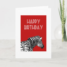 Tarjeta Dibujo cebra, cumpleaños feliz.