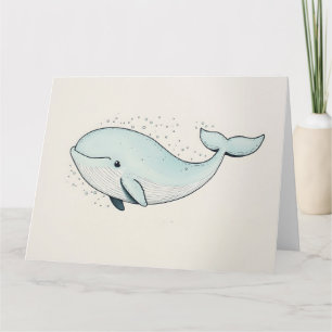 Tarjeta Dibujo de ballena de dibujos animados lindo