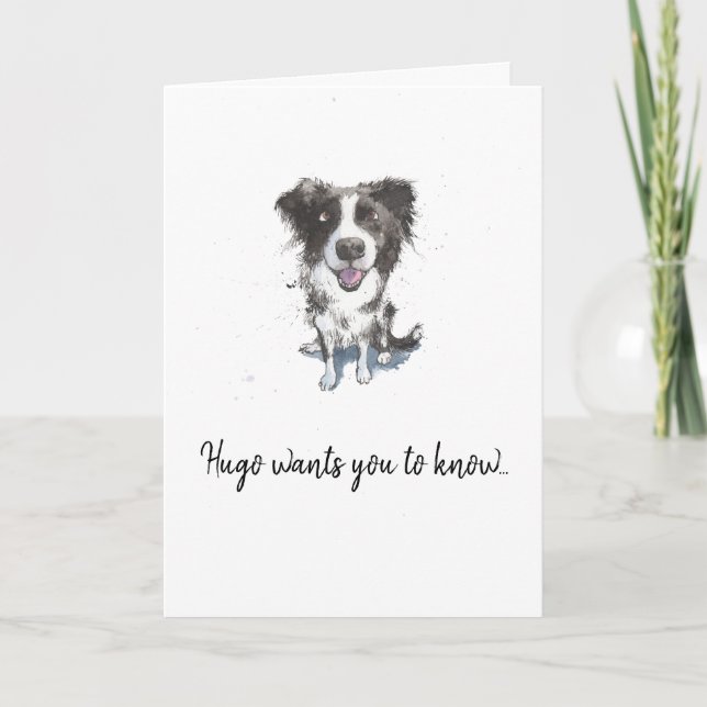 Tarjeta Dibujo de Border Collie, Día del Padre personaliza (Anverso)