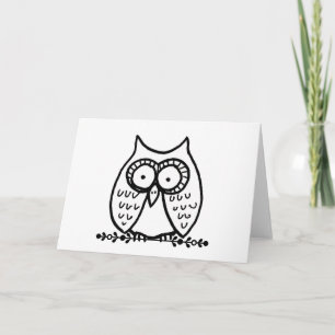 Tarjeta Dibujo de búho de dibujos animados divertido con o