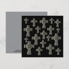 Tarjeta Dibujo de cruz de piedra de la cabeza de jardín gó