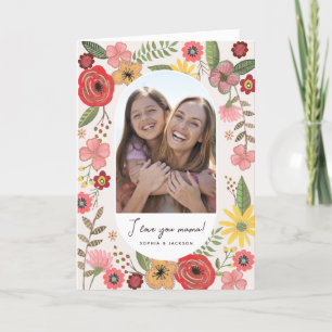 Tarjeta Dibujo de Día de la Madre de zumbido de ojiva flor