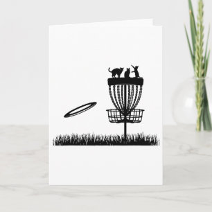Tarjeta Dibujo de Disc Golf con Gatos - Disco Divertido pa