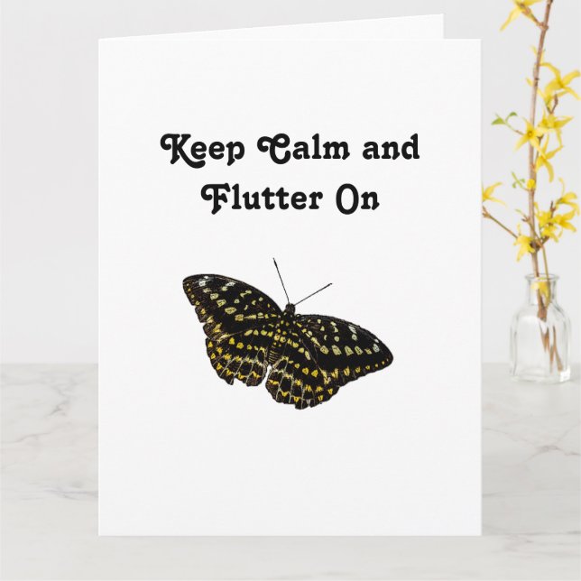 Tarjeta Dibujo de la naturaleza del arte de la mariposa am (flor amarilla)