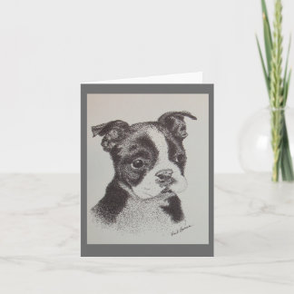 Tarjeta Dibujo de la pluma y de la tinta de Boston Terrier