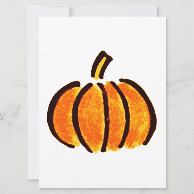 Tarjeta Dibujo de lápiz de calabaza de Halloween, calabaza (Anverso)