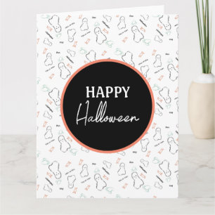 Tarjeta Dibujo de letras de mano de dulces de fantasmas fe