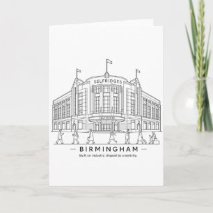 Tarjeta Dibujo de línea del edificio Selfridges de Birming