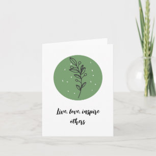 Tarjeta Dibujo de línea floral vibrante mensaje de inspira