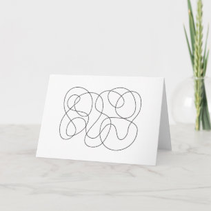 Tarjeta Dibujo de líneas abstractas contemporáneas en blan