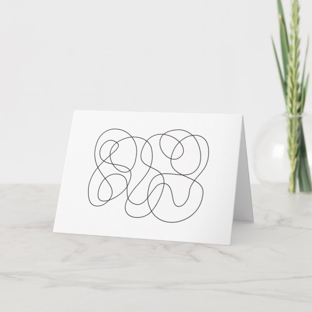 Tarjeta Dibujo de líneas abstractas contemporáneas en blan (Anverso)