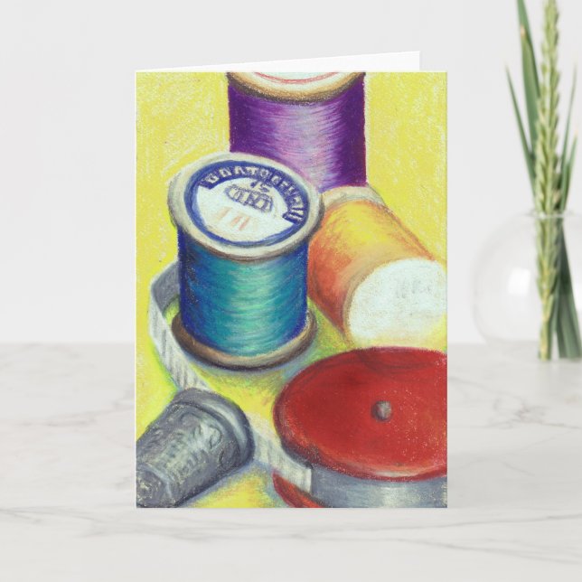 Tarjeta Dibujo de los carretes de madera para Quilters - (Anverso)