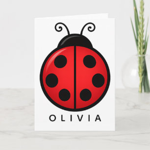 Tarjeta Dibujo de mariquita roja linda con nombre personal