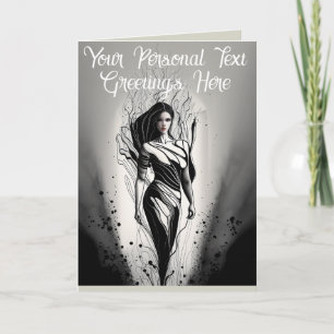 Tarjeta Dibujo de Modelo Hermoso Personalizable con Tinta 