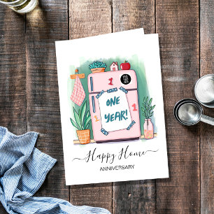 Tarjeta Dibujo de niño en nevera - Feliz aniversario de ca